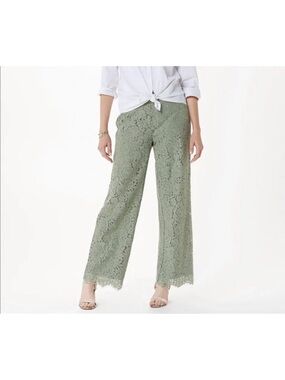 Isaac Mizrahi Live! Sage Green Lace Pants XL